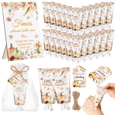 Dansib 48 Sets Fall Hand Cream Bulk Gifts for Guest Baby Shower Party Favors Travel Size Pumpkin Hand Cream with Thank You Cards for Autumn Thanksgiving Party Supplies(Fall Pumpkin)