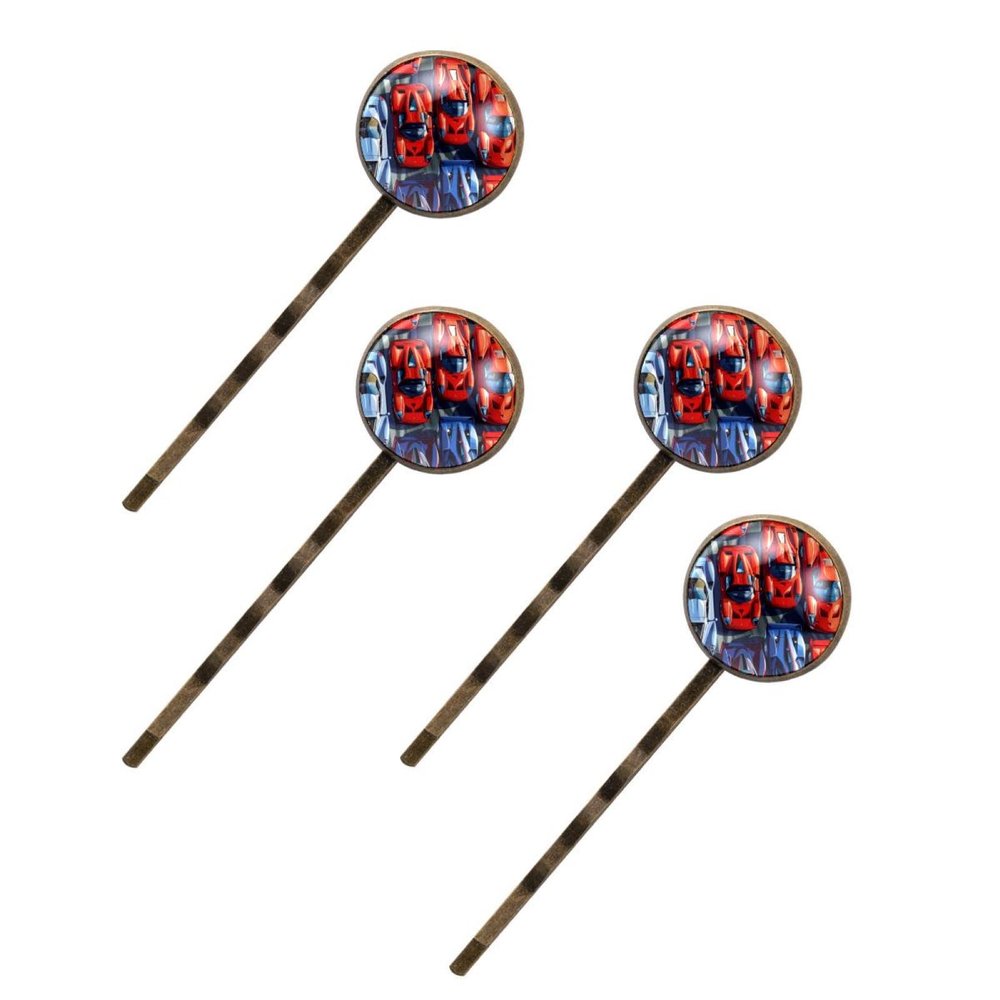 4 Pieces Bobby Pins Hair Clips for Women, Racing Cars Cool Pattern Decorative Hairpin Hair Barrettes for Girls, Elegant Brown Hair Accessories