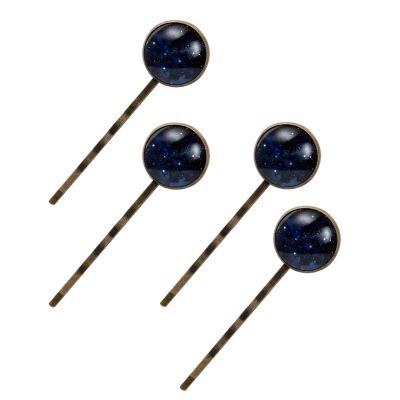 4 PCS Womens Hair Barrettes, Night Galaxy Sky Long Bobby Hair Pins for Girls, Stainless Steel Hair Clips Headwear Styling Tools Hair Accessories