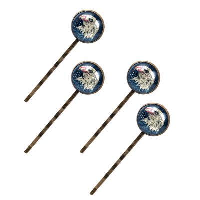 4 Pcs Hair Pins for Women, American Bald Eagle Pattern Long Bobby Pins Vintage Hairpins Decorative Elephant Hair Barrettes with Jewelry Gift Box