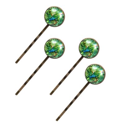 4 Pcs Hair Pins for Women, Watercolor Parrot Monstera Jungle Long Bobby Pins Vintage Hairpins Decorative Elephant Hair Barrettes with Jewelry Gift Box