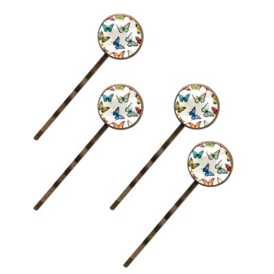 4 Pieces Bobby Pins Hair Clips for Women, Colorful Butterflies Colored Pattern Decorative Hairpin Hair Barrettes for Girls, Elegant Brown Hair Accessories