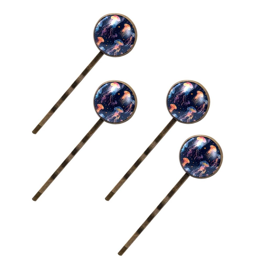 4 PCS Womens Hair Barrettes, Ocean Jellyfish Long Bobby Hair Pins for Girls, Stainless Steel Hair Clips Headwear Styling Tools Hair Accessories