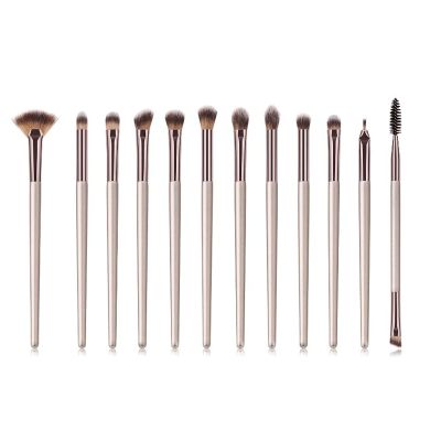 IBDRYKK Make Up Brushes 12Pcs Eye Shadow Eyelash Eyebrow Blending Eyeliner Makeup Brushes Set Wooden Handle Enhancive Tools Kit