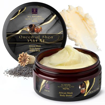 African Shea Butter Raw Organic Unrefined Shea Butter for Face 8oz (Pack of 1) African Musk - Organically Certified USDA for All Skin Types Body and Hair Moisturizing Skincare