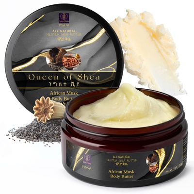 African Shea Butter Raw Organic Unrefined Shea Butter for Face 4oz (Pack of 1) African Musk - Organically Certified USDA for All Skin Types Body and Hair Moisturizing Skincare