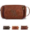 Customized Toiletry Bag Hanging Travel Organizer for Men, Personalized Large Capacity Bag Engraved Name Text, Custom Waterproof Leather Bathroom Dopp Shaving Kit Birthday Groomsmen Wedding Gift view 1