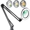 DGT 2 Colors Adjustable LED Salon Tattoo Nail Lamp Floor Stand Reading Light with Magnifying Glass view 4