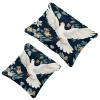 2 Pcs Pocket Cosmetic Bag, Peace Dove Flower Pattern Self-Closing Shrapnel Makeup Bag No Zipper Small Makeup Pouch for Mini Travel Storage for Cosmetics Headphones Jewelry Organizer view 1