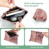 2 Pcs Pocket Cosmetic Bag, Leopard Rose Gold Pattern Self-Closing Shrapnel Makeup Bag No Zipper Small Makeup Pouch for Mini Travel Storage for Cosmetics Headphones Jewelry Organizer view 3