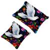 2 Pcs Pocket Cosmetic Bag, Peace Dove Flower Pattern Self-Closing Shrapnel Makeup Bag No Zipper Small Makeup Pouch for Mini Travel Storage for Cosmetics Headphones Jewelry Organizer view 1