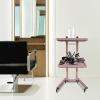 MhdunueSK 2 Tier Metal Rolling Cart, 34.3 Inch Salon Tray on Wheels, Folding Salon Tray Trolley, Esthetician Cart for Salon Studios Shop (Rose-Gold) view 2