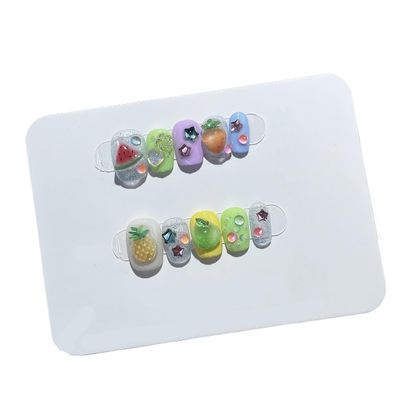 10pcs Handmade Wearing Nail Gold Foil Fake Nail Short Square Head Nail Patches(Color:7,Size:L)