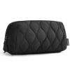BAGSMART Makeup Bag, Travel Cosmetic Bag, Puffy Padded Make Up Bag for Women, Makeup Organizer Case, Wide-open Pouch Purse, Travel Essentials, Toiletries Accessories Brushes, Black view 1