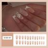 24Pcs French Tip Press on Nails Long Square Fake Nails with Rhinestones Design Artificial Stick on Nails Full Cover Acrylic Nails Glossy Glitters False Nails Cute Butterfly Glue on Nails for Women view 2