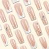 24Pcs French Tip Press on Nails Long Square Fake Nails with Rhinestones Design Artificial Stick on Nails Full Cover Acrylic Nails Glossy Glitters False Nails Cute Butterfly Glue on Nails for Women view 4