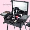 COYEUX Professional Rolling Makeup Case, Professional 3 in 1 Lockable Aluminum Makeup Case, with LED Light and Support Leg, for Beauty Salon and Travel view 4
