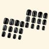 24Pcs CEWEWP Short Press on Nails Black Square False Nails Artificial Acrylic Nails with White Cracks Design Fake Nails Full Cover Stick on Nails Glossy Reusable Coffin Nails Glue on Nails for Women view 4