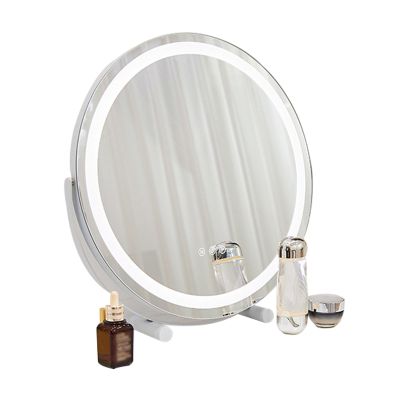 11 inches Vanity Makeup Mirror with Lights, 3 Color Lighting Dimmable LED Mirror, Touch Control, 360Rotation, High-Definition Large Round Lighted Up Mirror for Bedroom Table Desk ,28cmwhite,Plugin