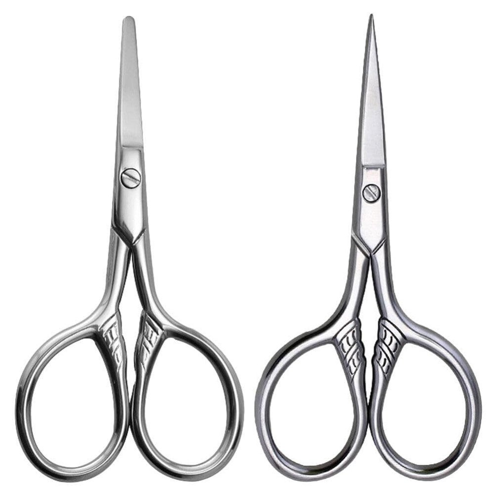 Ipetboom 2pcs Men's Eyebrow Trimmer Rounded Facial Hair Scissor Grooming Scissors Pet Grooming Scissor Pet Grooming Tool Small Scissor Beauty Mustache Scissors Brow Scissors Stainless Steel