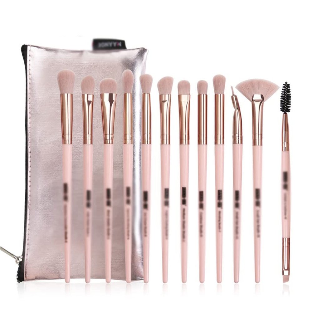 12pcs Eye Makeup Brushes Set with Cosmestic Bag Rose Gold Make Up Brush Eyeshadow Blending Make Up Brush