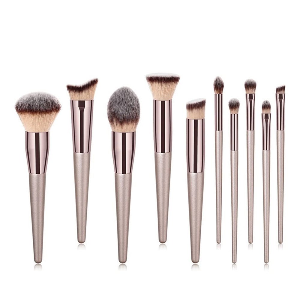 10PCS Champagne Color Makeup Brushes Set Soft Bristle Cosmetics Brushes Makeup Artist Tool Complete Set Makeup Brushes