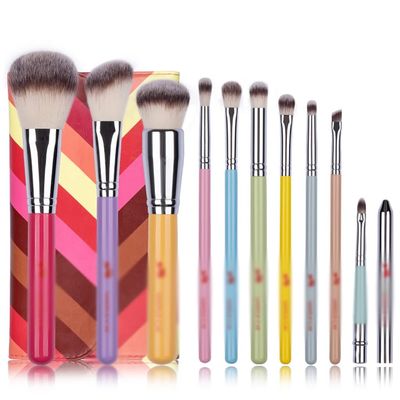 IBDRYKK Makeup Brush-Colourful Handle Set-10Pcs Synthetic Hair Brushes-Portable Makeup Bag-Soft Hair Make Up Tools-beginer