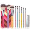 IBDRYKK Makeup Brush-Colourful Handle Set-10Pcs Synthetic Hair Brushes-Portable Makeup Bag-Soft Hair Make Up Tools-beginer view 1