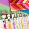 IBDRYKK Makeup Brush-Colourful Handle Set-10Pcs Synthetic Hair Brushes-Portable Makeup Bag-Soft Hair Make Up Tools-beginer view 2