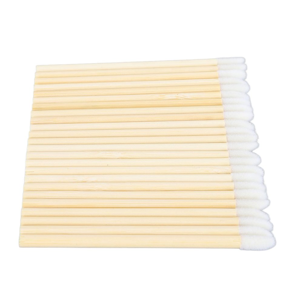 100Pcs Disposable Lip Brush, Bamboo Handle Lip Brush, Portable Makeup Tool Lip Gloss Wand with Special Designed Flock for Kitchen
