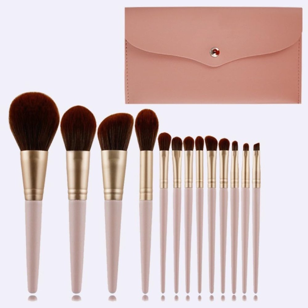 11 Pcs Makeup Brush with Snap Bag Foundation Powder Blush Eyeshadow Concealer Lip Eye Make Up Brush