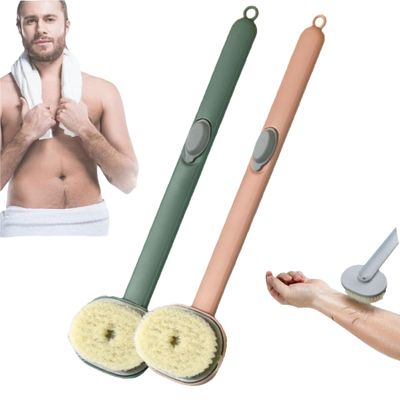 2024 Newest Body Scrubbers for Use in Shower, Bath Brush Long Handle for Shower, Dry Back Scratcher/Skin Scrubber/Bath Massage/Exfoliating Brush for Women Men (1PC Pink +1PC Green)