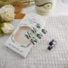 24Pcs Summer Press On Black & White Fake Toenails with Green Plants Designs - Short Square Glossy Acrylic Stick On Toenails for Women & Girls Summer Nail Art Decoration view 3