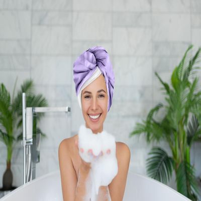2-in-1 Shower Cap & Hair Towel Wrap for Women - Lightweight Towel Wrap with Elastic Loop for Drying & Conditioning - Ideal for All Hair Types, Comfortable & Easy to Use (Lavender)
