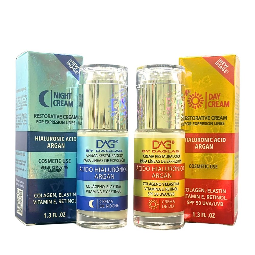 DAG BY DAGLAB Day & Night Cream Combo (2 x 1.3 Fl Oz) - Complete Skincare Set for Expression Lines | Day Cream | Night Cream