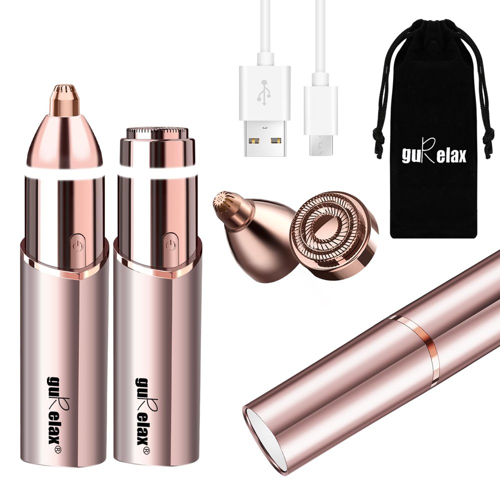 Facial Hair Remover for Women(Gen 3 Pro), Eyebrow Facial Trimmer, Luxury 2 in1 Hair Removal Device for Face, Lip, Nose, with Replacement Heads