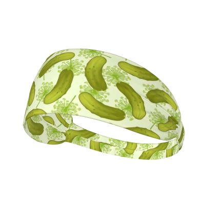 DSSWTP Dill Pickles Pattern Workout Headbands Fashion Sports Sweatbands Yoga Hairbands for Fitness Elastic Athletic Non Slip Wicking Headscarf for Men Womens Girls Summer Accessories Elastic Bands