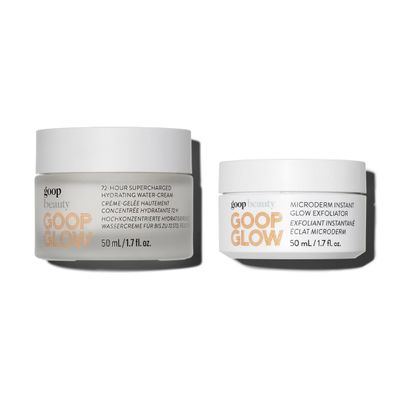 goop Beauty Microderm Exfoliator & Water Cream | 1.7 fl oz Physical & Chemical Exfoliant to Smooth Face | 1.7 fl oz Matte Moisturizer for All Skin Types