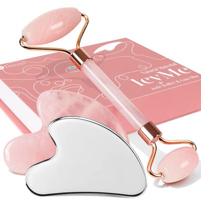 BAIMEI 2 Gua Sha Facial Tools & 1 Jade Roller Massage Set