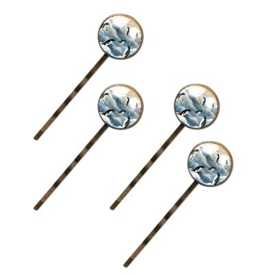 4 Pieces Bobby Pins Hair Clips for Women, Cute Penguins Seamless Pattern Decorative Hairpin Hair Barrettes for Girls, Elegant Brown Hair Accessories