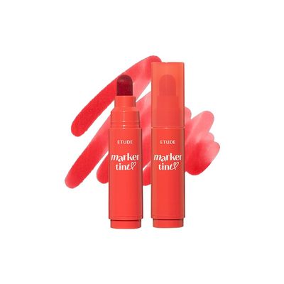 ETUDE Dear Darling Marker Tint #3 Apple Candy (5g) | Hydrating & Long Lasting Lip Stain | High Pigmented Lip Maker with Easy Drawing Tip | Korean Daily Lip Tint, Korean Makeup, Kbeauty