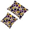 2 Pcs Pocket Cosmetic Bag, Pansy Flowers Skull Pattern Self-Closing Shrapnel Makeup Bag No Zipper Small Makeup Pouch for Mini Travel Storage for Cosmetics Headphones Jewelry Organizer view 1