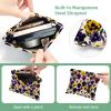 2 Pcs Pocket Cosmetic Bag, Pansy Flowers Skull Pattern Self-Closing Shrapnel Makeup Bag No Zipper Small Makeup Pouch for Mini Travel Storage for Cosmetics Headphones Jewelry Organizer view 3
