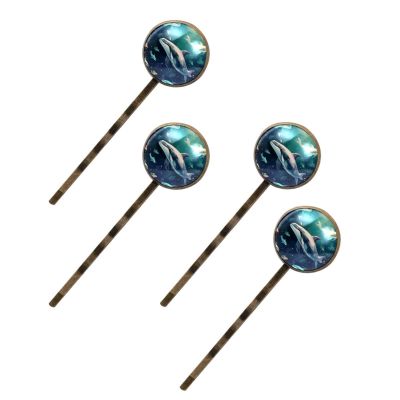 4 Pcs Hair Pins for Women, Ocean Whale Art Vintage Pattern Long Bobby Pins Vintage Hairpins Decorative Elephant Hair Barrettes with Jewelry Gift Box