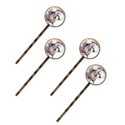 4 Pcs Hair Pins for Women, Horse Art Vintage Pattern Long Bobby Pins Vintage Hairpins Decorative Elephant Hair Barrettes with Jewelry Gift Box