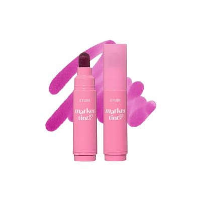 ETUDE Dear Darling Marker Tint #6 Grape Soda (5g) | Hydrating & Long Lasting Lip Stain | High Pigmented Lip Maker with Easy Drawing Tip | Korean Daily Lip Tint, Korean Makeup, Kbeauty