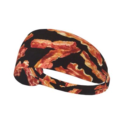 DSSWTP Bacon Printing Workout Headbands Fashion Sports Sweatbands Yoga Hairbands for Fitness Elastic Athletic Non Slip Wicking Headscarf for Men Womens Girls Summer Accessories Elastic Bands