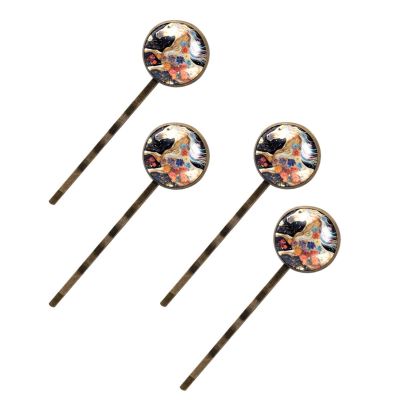 4 Pcs Hair Pins for Women, Horse Art Vintage Pattern Long Bobby Pins Vintage Hairpins Decorative Elephant Hair Barrettes with Jewelry Gift Box