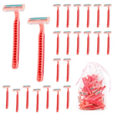 WATUNID Disposable Razors for Women, 50 Pink Stainless Steel Razors