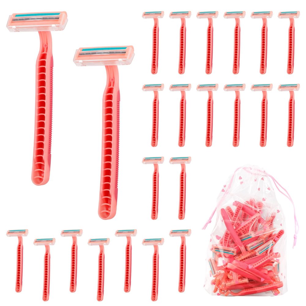 WATUNID Disposable Razors for Women, 50 Pink Stainless Steel Razors